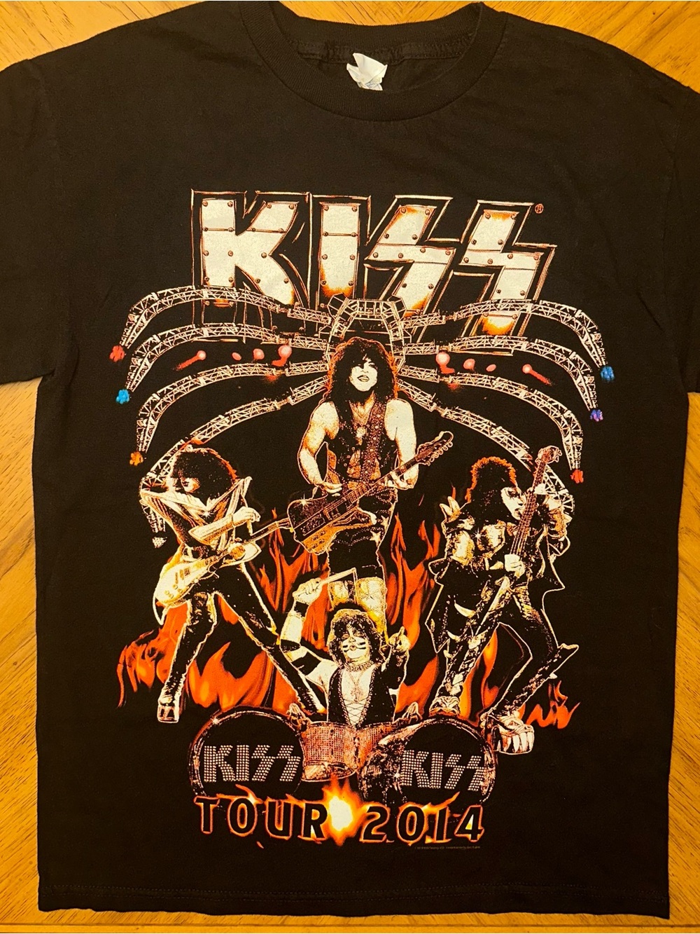 KISS 2014 Tour T-Shirt Size Medium Black Official Meet n Greet Tee Alstyle